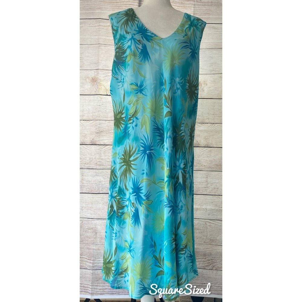 Lapis tropical plussize dress 2X layered fully lined quiet luxury resortwear